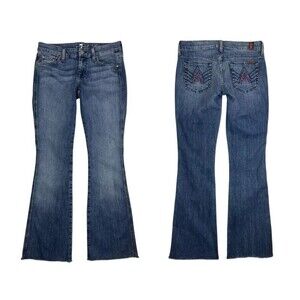 7 for all Mankind Boot Jeans  Womens Size 26  Y2K Lowrise Embroidered 'A' Pocket